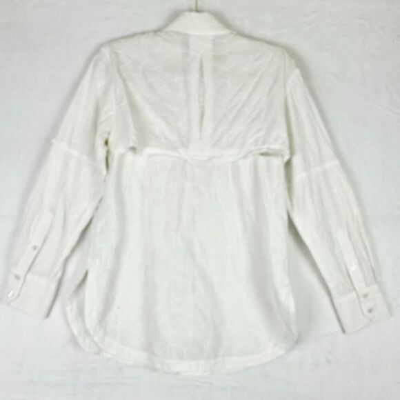 Finley Fishing Shirt White Eyelet Size Small Embroidered Cotton Vented Roll Tab - Picture 2 of 10